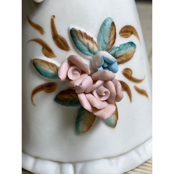 Home Interiors Angel Bell Porcelain Bisque Figurine Holding Blue Bird HOMCO - Picture 6 of 14